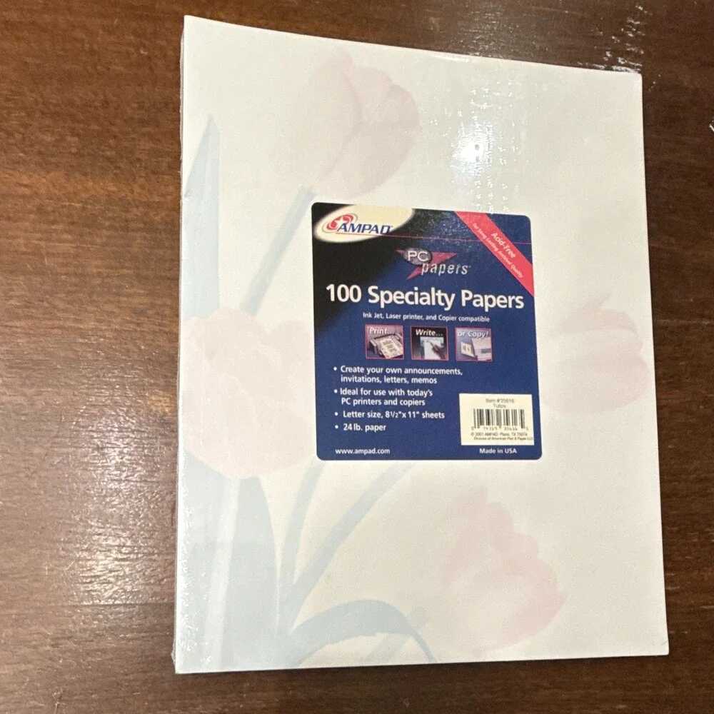 Lot of 2 Ampad PC Papers Tulips Specialty Acid-Free Paper 8.5x11 24lb 200 Sheets
